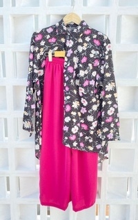 Blus Racin One Set Kemeja Rayon Motif dan Kulot Crinkle (2) - Setelan Wanita - Casual AR-683575