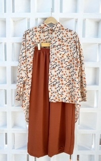 Blus Racin One Set Kemeja Rayon Motif dan Kulot Crinkle (2) - Setelan Wanita - Casual M-683613