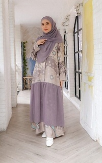 Gamis Srikaton Dress by ZIZARA Signature Sarimbit Series - S