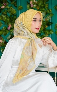 Printed Scarf Camellia series Renew in Yellow