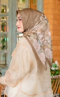 Hijab Motif Camellia series Renew in Brown Olive