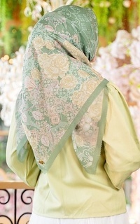 Printed Scarf Camellia series Renew in Spinach Green