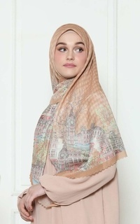 Printed Scarf LONDON SERIES_PEACH GOLD