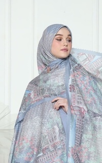 Printed Scarf LONDON SERIES_SILVER BLUE