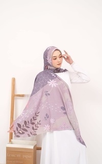 Printed Scarf Voal Signature Premium - Violet (Motif Series by Zilkalabel)