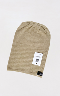 Scarf Cap Premium Inner Kupluk Rajut Beige