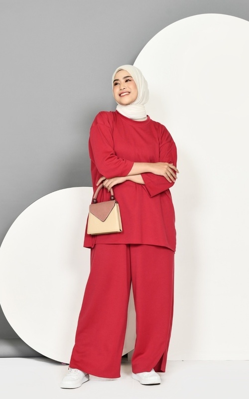 Setelan - Mybamus x Gilda Priyadi - One Set Oversize Free Tali Belt - Setelan Wanita - Fuschia M18100 R26S4