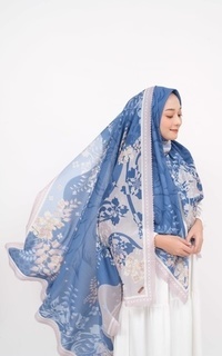 Hijab Motif Voal Signature Premium - Cobalt (Motif Series by Zilkalabel)