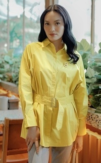 Shirt Cotton Shirt with Belt - Pineapple