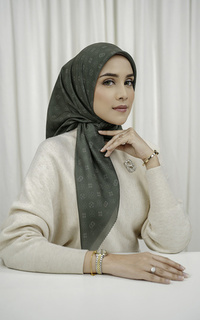 Hijab Motif Monogram Voile Square - Dark Forest