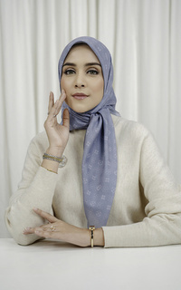 Hijab Motif Monogram Voile Square - Blue Jasper