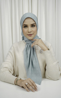 Hijab Motif Monogram Voile Square - Aqua