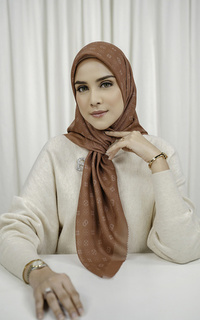 Hijab Motif Monogram Voile Square - Burnt Sienna