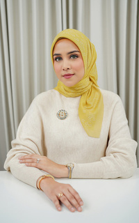 Hijab Motif Monogram Scramble Voile Square - Marigold