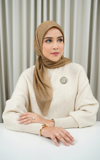 Hijab Motif Monogram Scramble Voile Square - Chai Tea