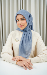 Hijab Motif Monogram Scramble Voile Square - Ashley Blue