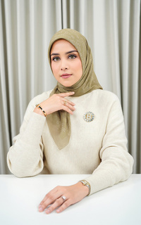 Hijab Motif Monogram Scramble Voile Square - Wheat