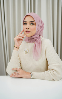 Hijab Motif Monogram Scramble Voile Square - Peony