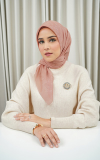 Hijab Motif Monogram Scramble Voile Square - Peach