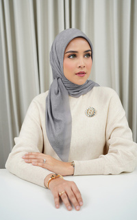 Hijab Motif Monogram Scramble Voile Square - Slate Grey