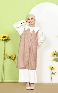 Rompi Mybamus x Kim.m4ger Polka Outer Midi - Vest Panjang Wanita Tanpa Lengan