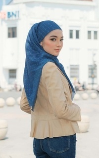 Hijab Motif Scarfola Monogram Series 2 in Denim