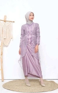 Long Dress Ravanka's Nabila Dress with Brocade Vest Mauve| Gamis Raya Pesta Kondangan