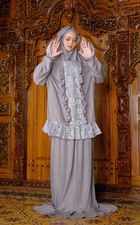 Praying Set Mukena Naureen Potongan - Pearl Grey