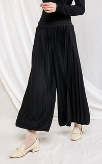 Pants Basic Pleats Cullote Black