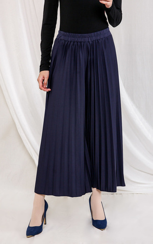 Pants Basic Pleats Cullote Navy