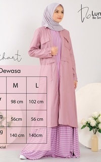 Long Dress Gamis Outer Couple Wanita Terbaru Remaja Anak Motif Salur Premium LG 804 Abu-694738
