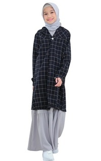 Long Dress Gamis Outer Hoodie Flanel Anak LGA 855