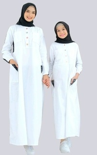 Long Dress Lunangoofficial- Gamis Couple katun putih flanel Premium LGA 854