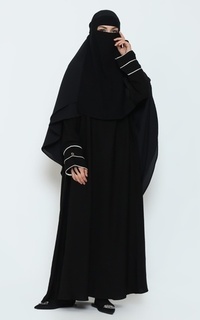 Long Dress Allev Gamis Wanita Afrin Dress - Hitam