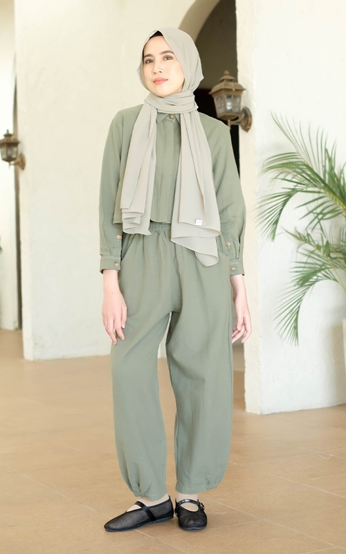 Matching Sets - Kimi Set (One Set Linen) - Soft Army