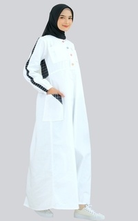 Long Dress Gamis Putih Variasi Flanel Dewasa LG 853