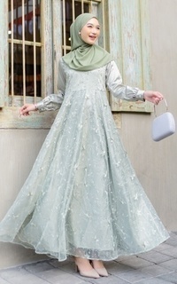 Long Dress Vervessa's Hera Brocade Lace Dress Sage | Gaun Kebaya Gamis Raya Pesta Kondangan PO 1 Week