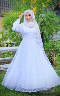 Gamis Vervessa's Hera Brocade Lace Dress White | Gaun Kebaya Gamis Raya Pesta Kondangan PO 1 Week