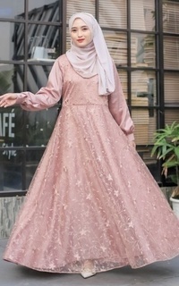 Gamis Vervessa's Hera Brocade Lace Dress Cinnamon | Gaun Kebaya Gamis Raya Pesta Kondangan PO 1 Week