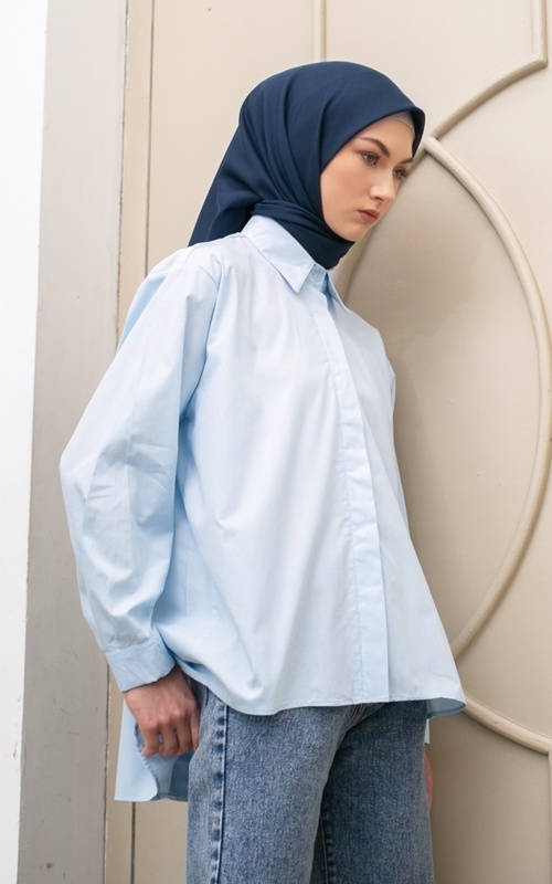 Kemeja - Hania Oversized Shirt - Aqua