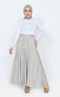 Skirt Rok Plisket Suede in Light Grey