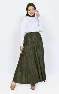 Skirt Rok Plisket Suede in Olive