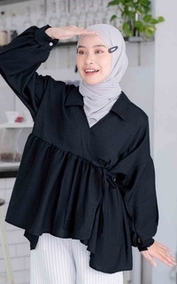 Blouse Mybamus X NurulFadillah Ruka Tops - Blouse Polo Linen - Atasan Muslim Wanita