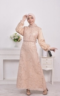 Gamis Vervessa's Nadine Sequin Dress Latte | Gaun Kebaya Gamis Raya Pesta Kondangan PO 1 Week