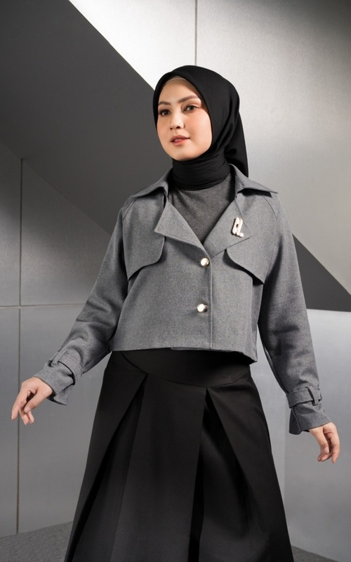 Blazer - Hazel Crop Blazer Grey - Grey