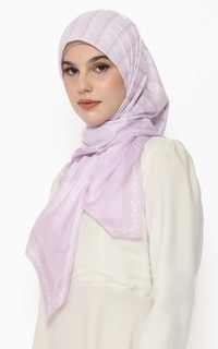 Printed Scarf Hijab Voal Premium Monogram Houndstooth Purple