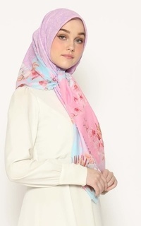 Hijab Voal Premium Floral Orchid Purple