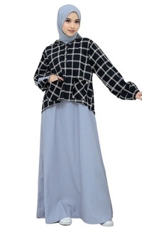 Long Dress Gamis Dewasa Wanita Casual 2 pcs LG 845