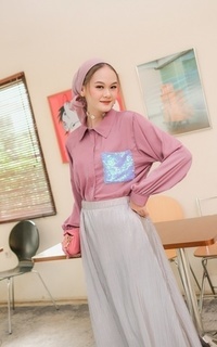 Kemeja Shirt Mermaid - Pocket  Mauve 