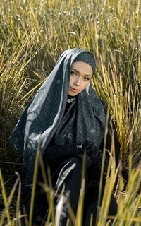 Hijab Motif Scarf  Maison De Serein  Blue Black 